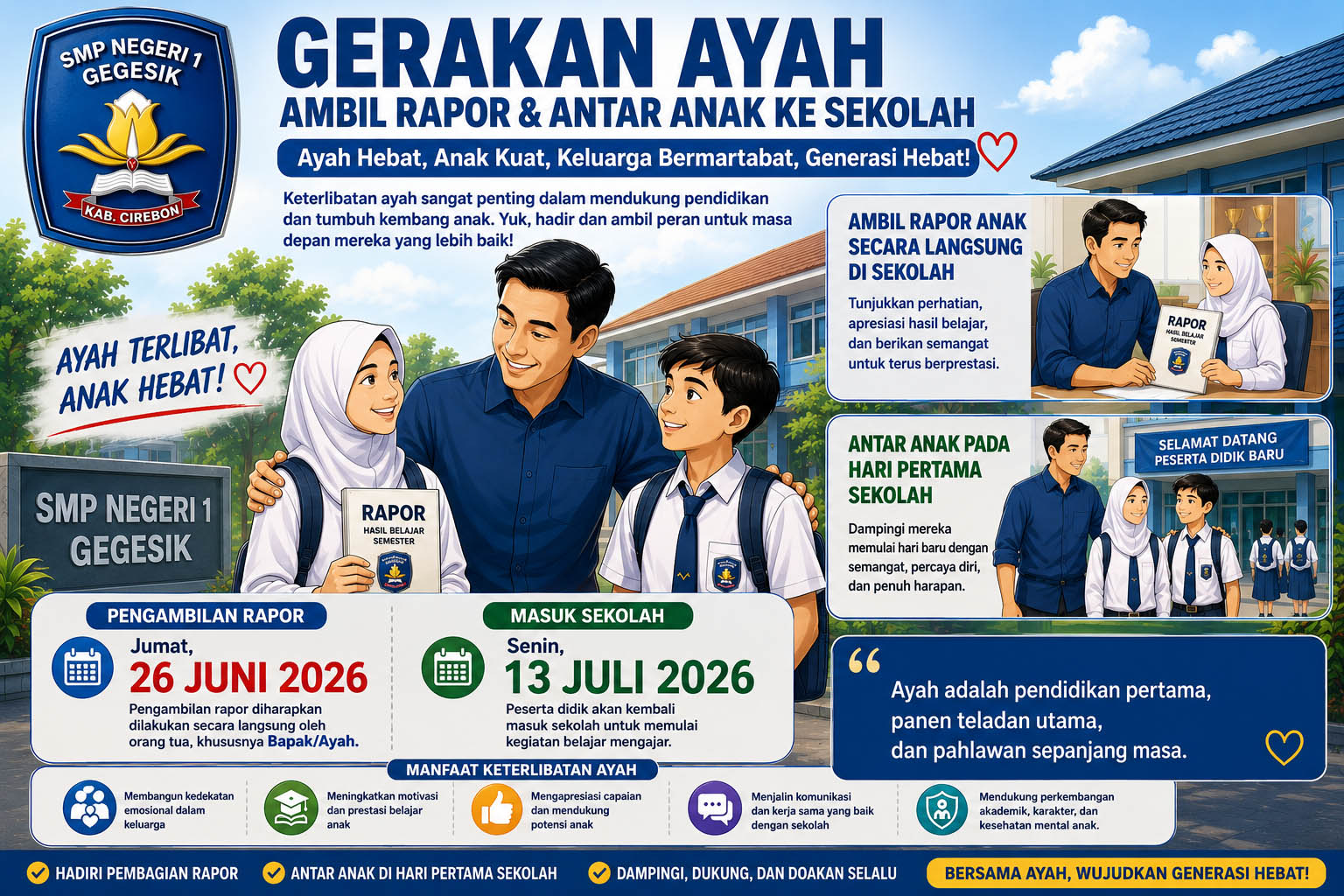 Gerakan Ayah Mengambil Rapor dan Mengantar Anak ke Sekolah